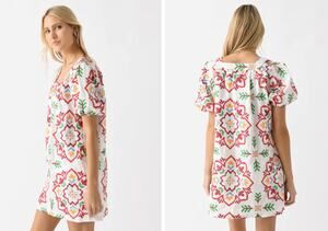 NEVER A WALLFLOWER Embroidered Square Neck Mini Dress Size XS New with Tags